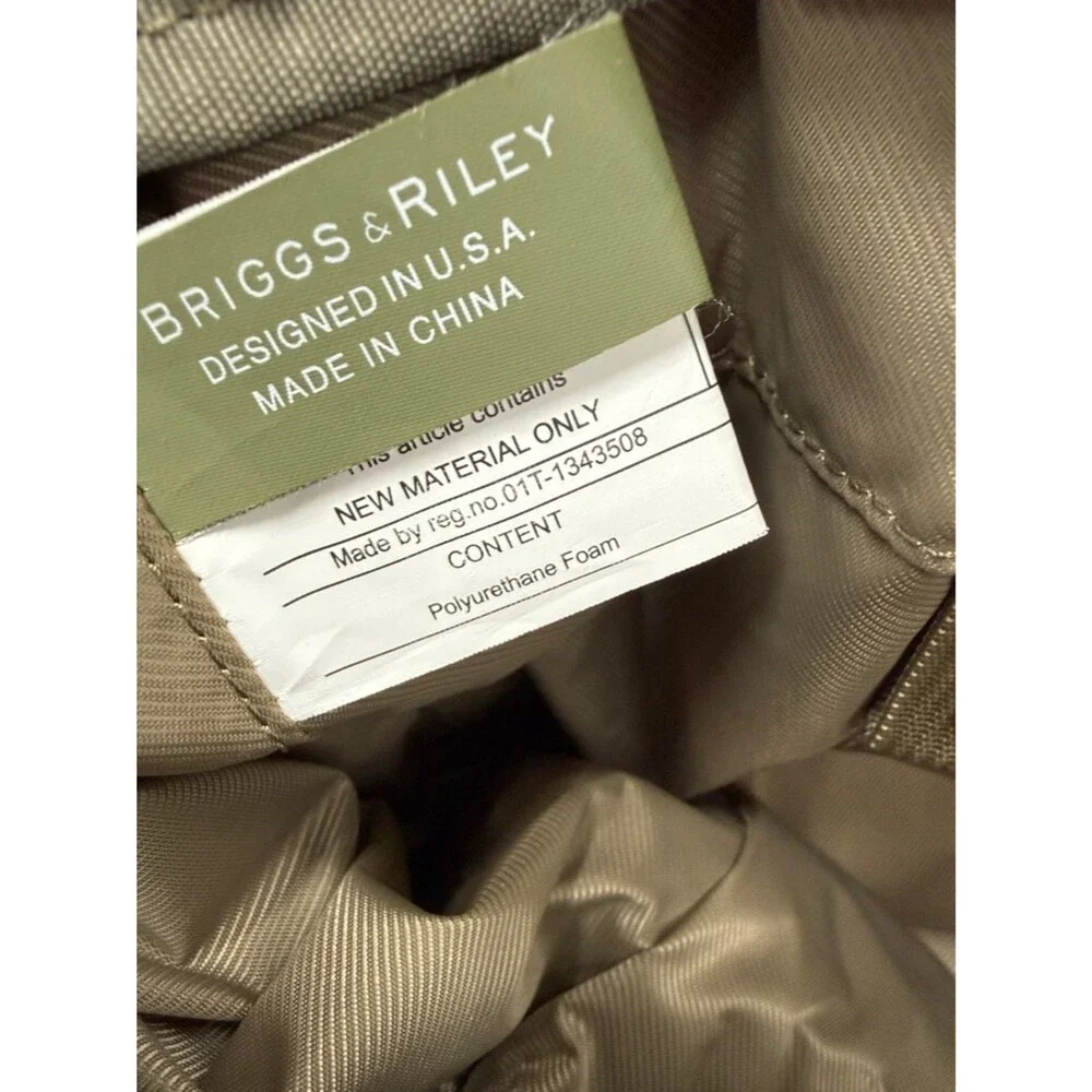 Briggs & Riley Travelware Large Shopping Tote Bag Olive Green Tan 255-7
